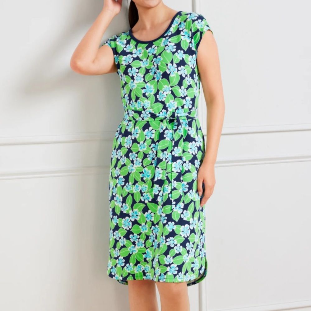 T By Talbots Open Back Short Sleeve Dress Floral Fields Plus Size 2x